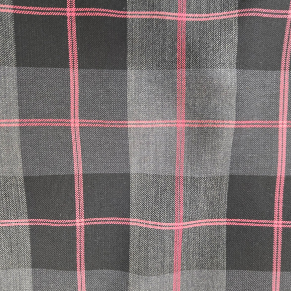 1990s Vintage Charcoal Gray Pink Plaid Boxy Power Suit Blazer Jacket Size 10P - Picture 6 of 7